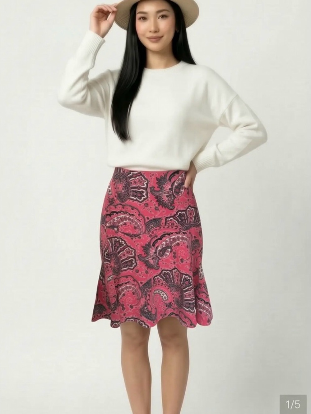 Ralph Lauren Hot Pink Paisley Circle Skirt